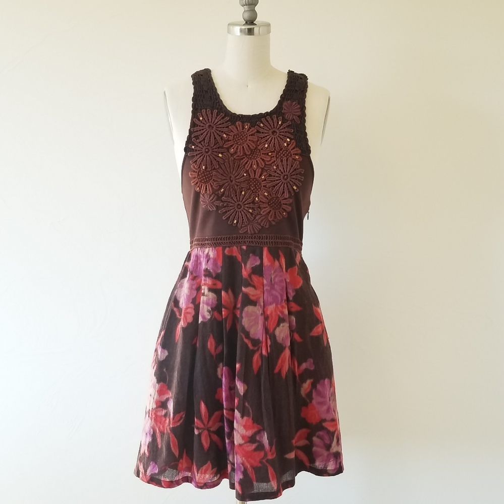 Free People | Wool & Cotton Applique Dress